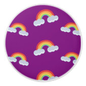 Cute Rainbow met Clouds Pattern Keramische Knop (Voorkant)