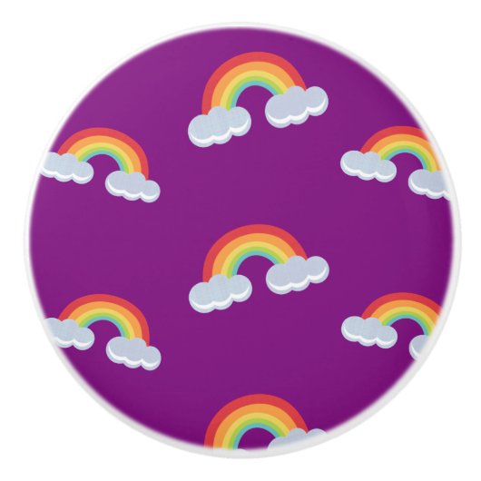 Cute Rainbow met Clouds Pattern Keramische Knop (Voorkant)
