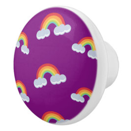 Cute Rainbow met Clouds Pattern Keramische Knop