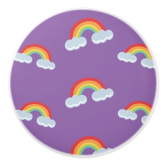 Cute Rainbow met Clouds Pattern Keramische Knop (Voorkant)
