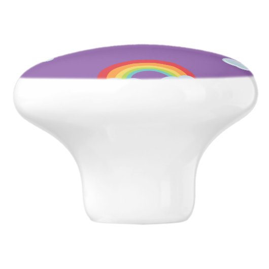 Cute Rainbow met Clouds Pattern Keramische Knop (Zijkant)