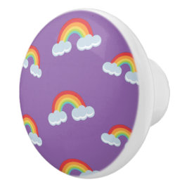 Cute Rainbow met Clouds Pattern Keramische Knop