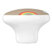 Cute Rainbow met Clouds Pattern Keramische Knop (Zijkant)