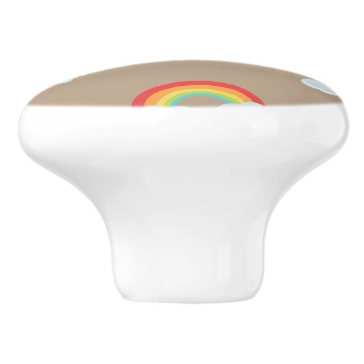 Cute Rainbow met Clouds Pattern Keramische Knop (Zijkant)