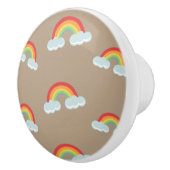 Cute Rainbow met Clouds Pattern Keramische Knop (Rechts)