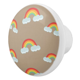 Cute Rainbow met Clouds Pattern Keramische Knop