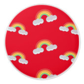 Cute Rainbow met Clouds Pattern Keramische Knop (Voorkant)