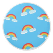 Cute Rainbow met Clouds Pattern Keramische Knop (Voorkant)