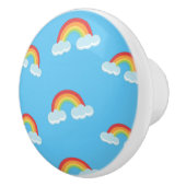 Cute Rainbow met Clouds Pattern Keramische Knop (Rechts)