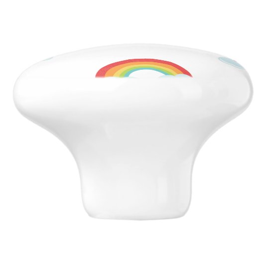 Cute Rainbow met Clouds Pattern Keramische Knop (Zijkant)