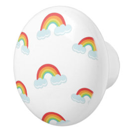 Cute Rainbow met Clouds Pattern Keramische Knop
