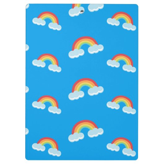 Cute Rainbow met Clouds Pattern Klembord (Achterkant)