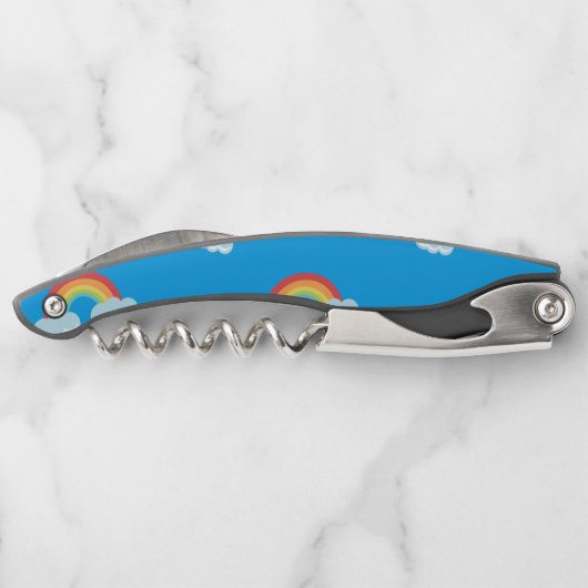 Cute Rainbow met Clouds Pattern Kurkentrekker (Achterkant)