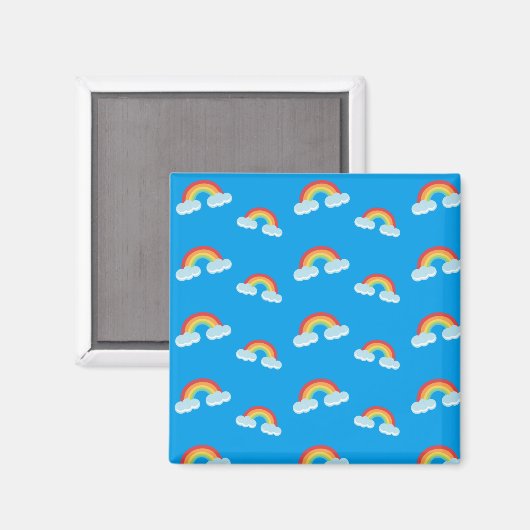 Cute Rainbow met Clouds Pattern Magneet (Voorkant / Achterkant)