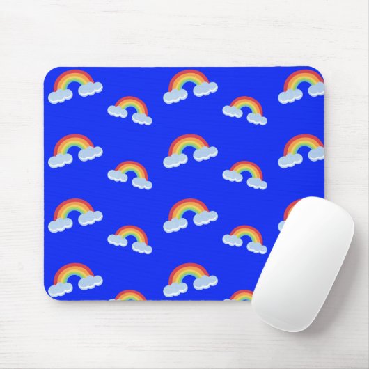 Cute Rainbow met Clouds Pattern Muismat (Met muis)