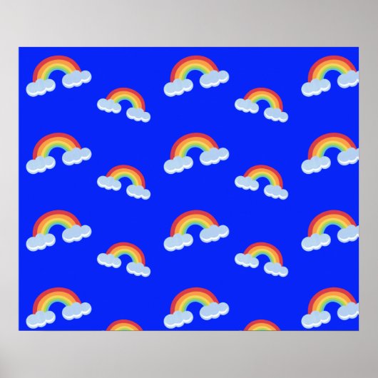 Cute Rainbow met Clouds Pattern Poster (Voorkant)