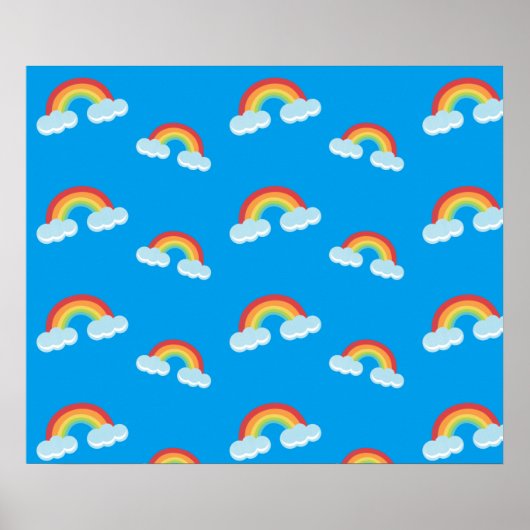 Cute Rainbow met Clouds Pattern Poster (Voorkant)
