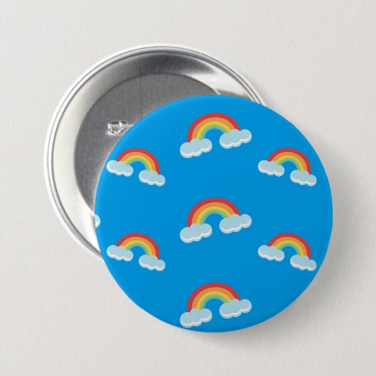 Cute Rainbow met Clouds Pattern Ronde Button 7,6 Cm (Voorkant /achterkant)