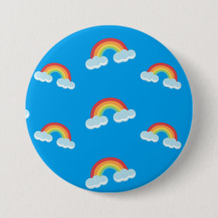 Cute Rainbow met Clouds Pattern Ronde Button 7,6 Cm
