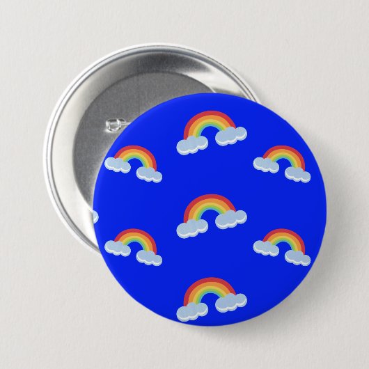 Cute Rainbow met Clouds Pattern Ronde Button 7,6 Cm (Voorkant /achterkant)