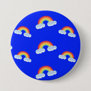 Cute Rainbow met Clouds Pattern Ronde Button 7,6 Cm
