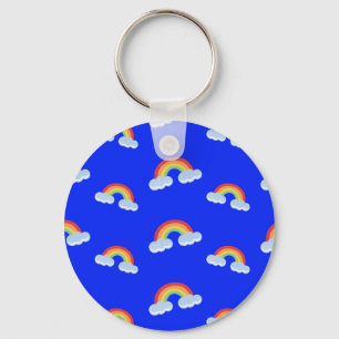 Cute Rainbow met Clouds Pattern Sleutelhanger