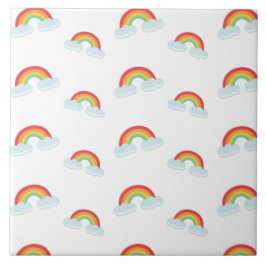 Cute Rainbow met Clouds Pattern Tegeltje