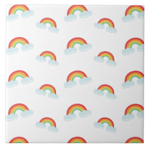 Cute Rainbow met Clouds Pattern Tegeltje