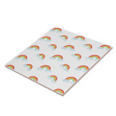 Cute Rainbow met Clouds Pattern Tegeltje (Zijkant)
