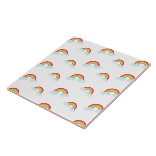 Cute Rainbow met Clouds Pattern Tegeltje (Zijkant)