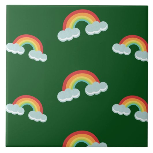 Cute Rainbow met Clouds Pattern Tegeltje (Voorkant)