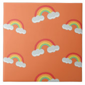 Cute Rainbow met Clouds Pattern Tegeltje (Voorkant)