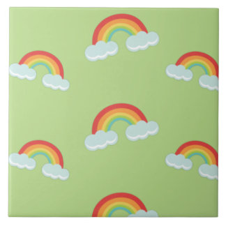 Cute Rainbow met Clouds Pattern Tegeltje