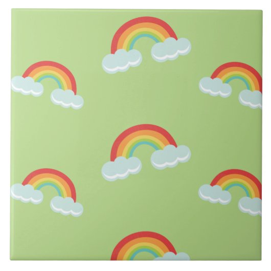 Cute Rainbow met Clouds Pattern Tegeltje (Voorkant)