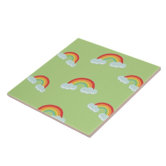 Cute Rainbow met Clouds Pattern Tegeltje (Zijkant)