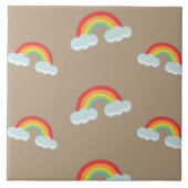 Cute Rainbow met Clouds Pattern Tegeltje (Voorkant)