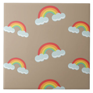 Cute Rainbow met Clouds Pattern Tegeltje