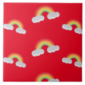 Cute Rainbow met Clouds Pattern Tegeltje (Voorkant)