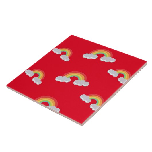 Cute Rainbow met Clouds Pattern Tegeltje (Zijkant)