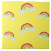 Cute Rainbow met Clouds Pattern Tegeltje (Voorkant)