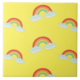 Cute Rainbow met Clouds Pattern Tegeltje