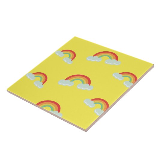 Cute Rainbow met Clouds Pattern Tegeltje (Zijkant)