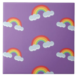 Cute Rainbow met Clouds Pattern Tegeltje