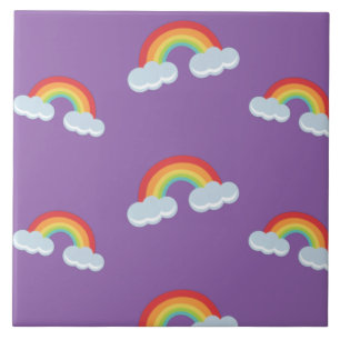Cute Rainbow met Clouds Pattern Tegeltje