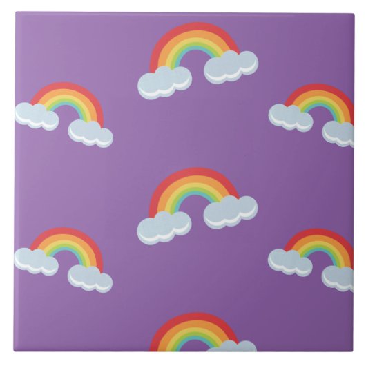 Cute Rainbow met Clouds Pattern Tegeltje (Voorkant)
