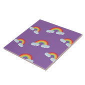 Cute Rainbow met Clouds Pattern Tegeltje (Zijkant)