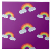 Cute Rainbow met Clouds Pattern Tegeltje (Voorkant)
