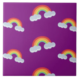 Cute Rainbow met Clouds Pattern Tegeltje