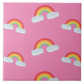 Cute Rainbow met Clouds Pattern Tegeltje (Voorkant)