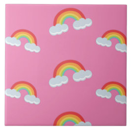 Cute Rainbow met Clouds Pattern Tegeltje
